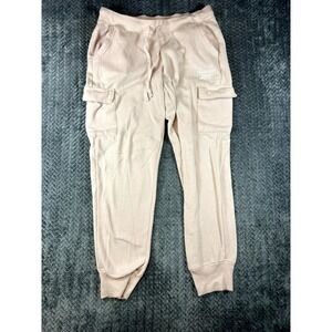 Reebok Joggers Sweatpants Womens Medium‎ Light Pink Cotton Cargo Pockets Outdoor